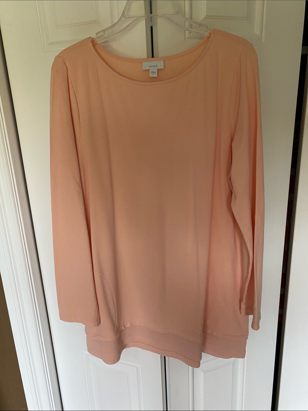 Women's J Jill Long-Sleeve Scoop Neck Top - Peach NWOT